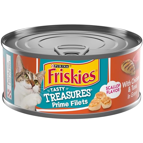 Purina Friskies Tasty Treasures Chicken Tuna Oceanfish and Turkey in Gravy and Sauce Canned Cat Food - Variety Pack - 5.5 Oz - Case of 24  