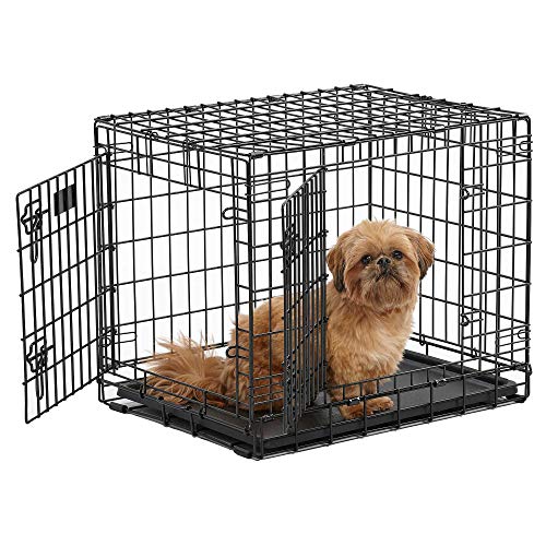 Midwest Lifestages Metal Folding Double Door Dog Crate with Divider - 30" X 21" X 24" I...