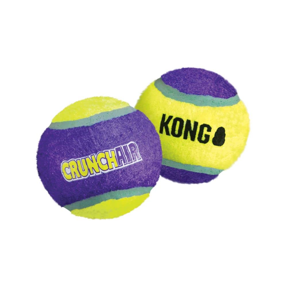 Kong CrunchAir Crunchy-Sound Making Fetch Tennis Ball Dog Toy in Bulk - Medium  