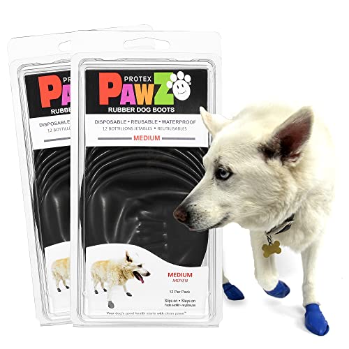 Pawz Waterproof Disposable and Reusable Rubberized Dog Boots - Black - Extra Small - 12...
