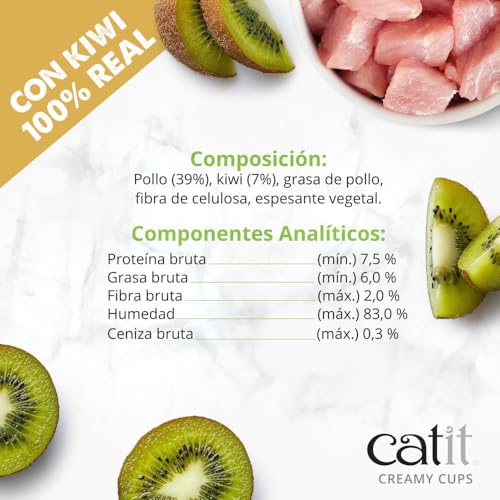 Catit Creamy Cups Grain-Free Chicken Mousse with Kiwi Pate Wet Cat Food - .9 Oz - 4 Count - 12 Pack