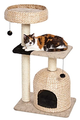Midwest Nuvo Nest Fine N' Fun Wicker 3-Tier Cat Tree Furniture - Beige  