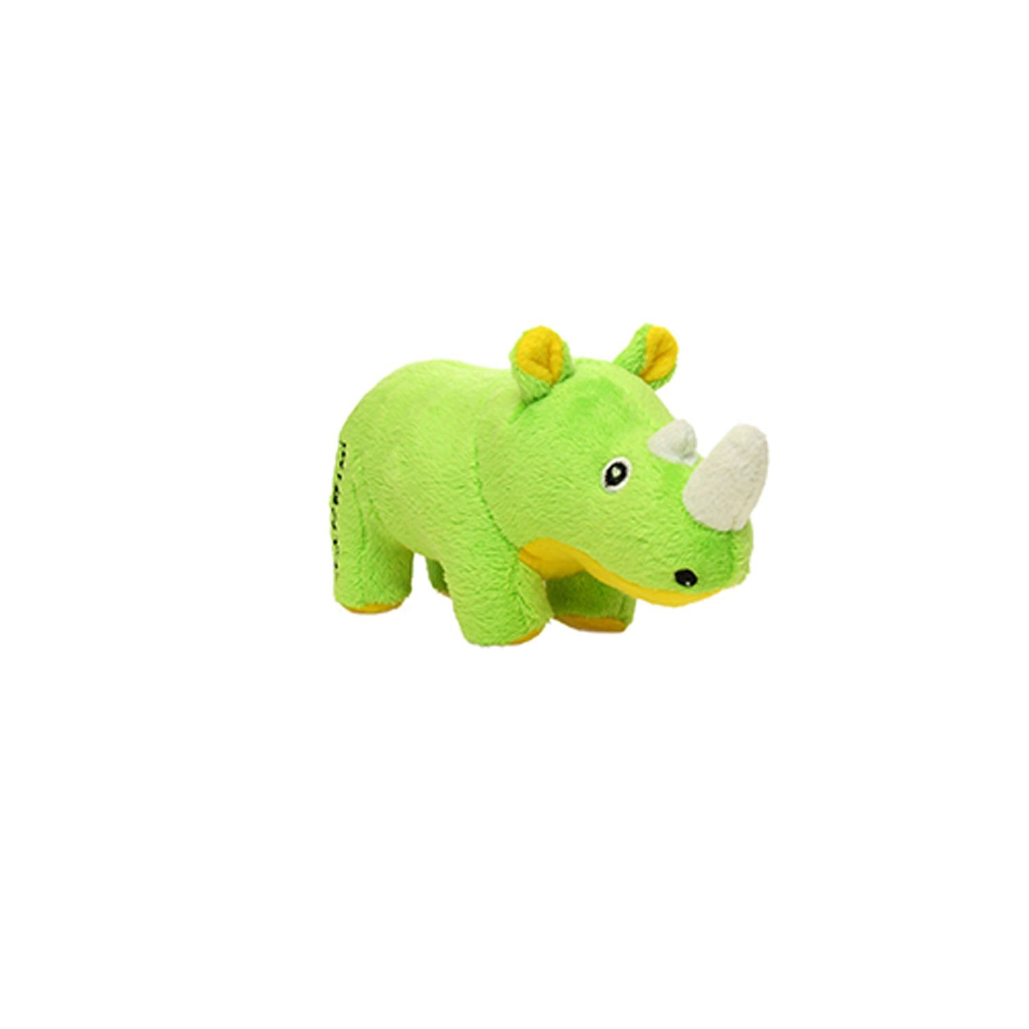 Mighty Junior Safari Rhino Squeak and Plush Floating Dog Toy - Green - Small  