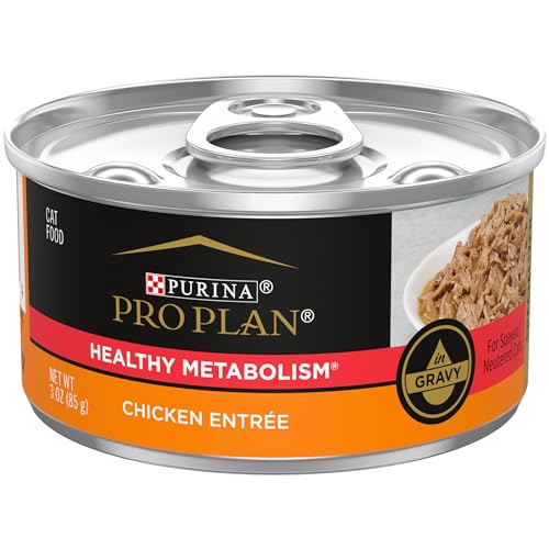 Purina Pro Plan Healthly Metabolism High-Protein Chicken and Gravy Entrée Canned Cat Food - 3 Oz - Case of 24  