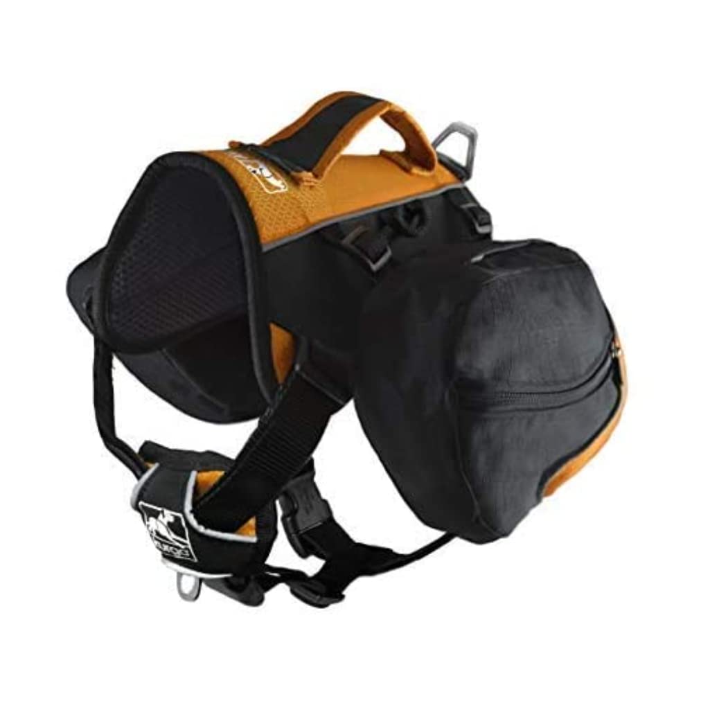 Kurgo Baxter Hiking Reflective Dog Backpack and Harness - Black and Orange - Large/X-Large Dogs