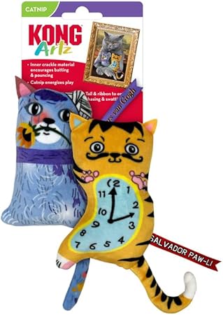 Kong Artz Dali and Van Gogh Ribbon and Tail Crackle and Plush Catnip Cat Toy - 2 Pack