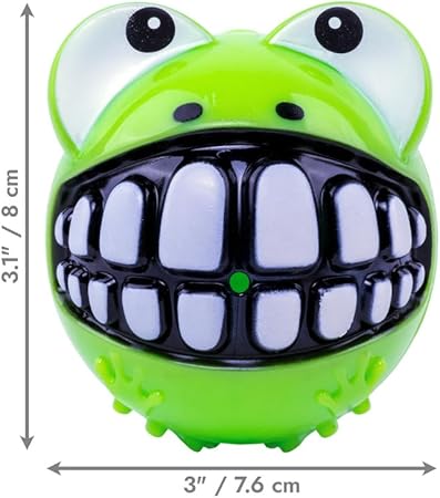 Kong Grinz Frog Bounce and Squeak and Fetch Rubber Dog Toy - Large