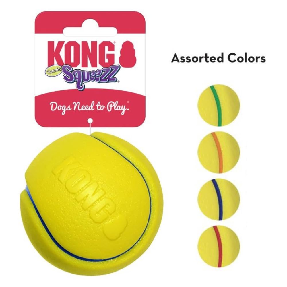 Kong Squeezz Tennis Balls Squeak and Fetch Dog Toys - Bulk - Assorted - Large  