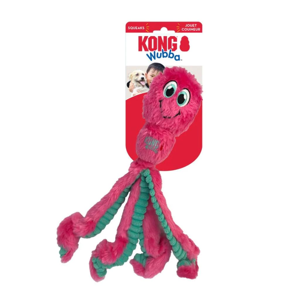 Kong Wubba Octopus Squeak and Plush Dog Toy - Assorted - Large  