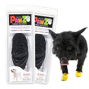 Pawz Waterproof Disposable and Reusable Rubberized Dog Boots - Black - XX-Small - 12 Pack