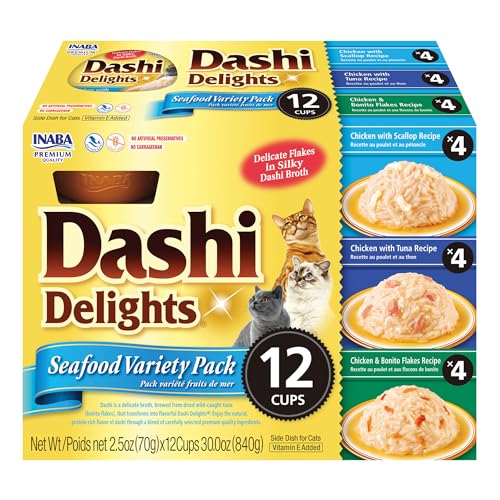 Inaba Dashi Delights Seafood Variety in Broth Wet Cat Food Tray - Variety Pack - 2.5 Oz...
