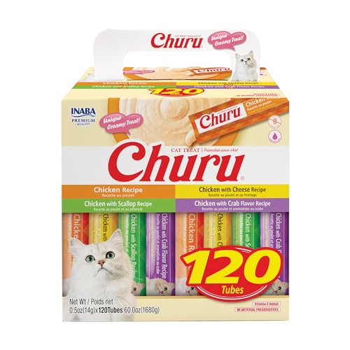 Inaba Churu Chicken Lickable and Squeezable Puree Cat Treat Pouches - Assorted - .5 Oz ...