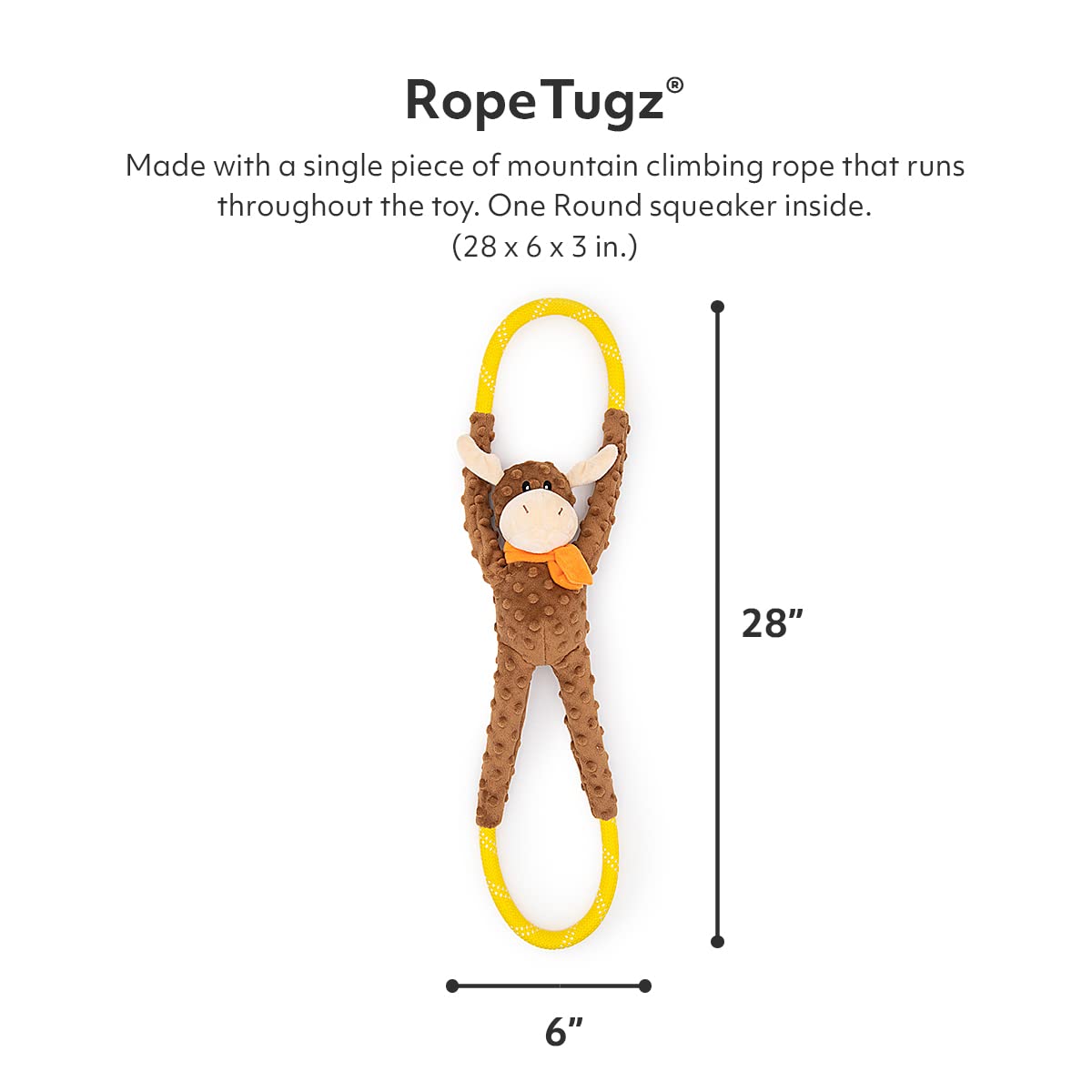 Zippy Paws RopeTugz Monkey Rope and Squeaky Plush Dog Toy - Blue - Large  