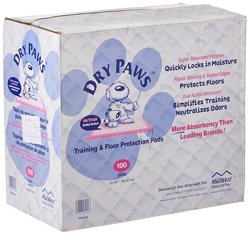 Midwest Dry Paws Absorbent and Quilted Floor and Training Dog Pads - 50 Pack - L:23" X ...