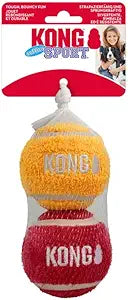 Kong Sport Softies Ball Non-Squeak Sherpa Fleece Covered Tennis Balls Fetch Dog Toys - Large - 3 Inch - 2 Pack