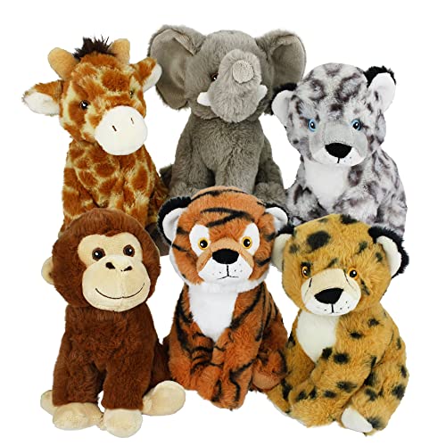 Multipet Eco-Friendly Safari Animals Squeak and Plush Dog Toy - Assorted - 8" Inches  
