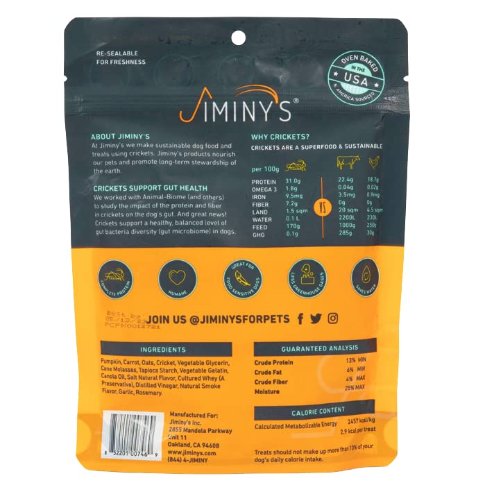 Jiminy's Cricket with Pumpkin and Carrots Soft and Chewy Dog Treats - 6 Oz  