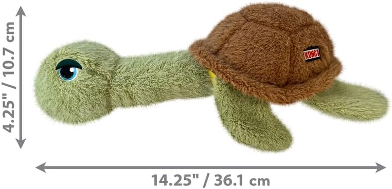 Kong Scruffs Turtle Squeak and Plush Dog Toy - Medium/Large