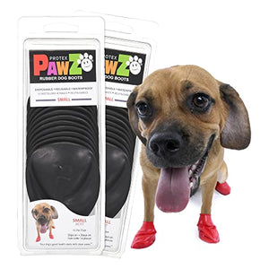 Pawz Waterproof Disposable and Reusable Rubberized Dog Boots - Black - Tiny - 12 Pack