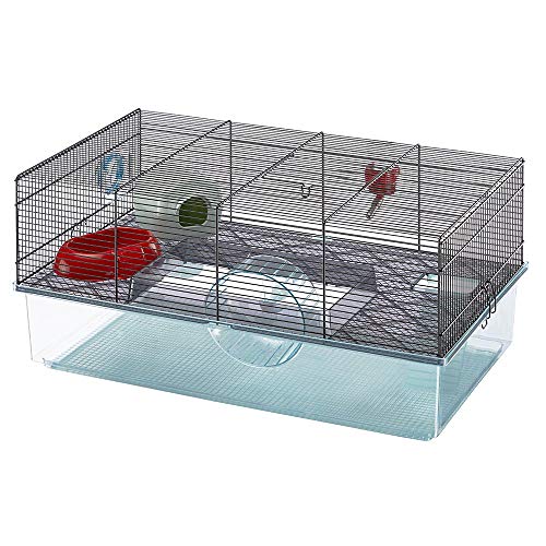 Ferplast Favola Multi-Level Hamster Cage with Bottle and Dish - Black - 23.6