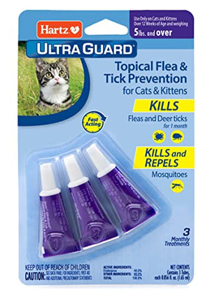 Hartz Mountain Ultra Guard One Spot Flea and Tick Treatment For Cats and Kittens - 3 Pack