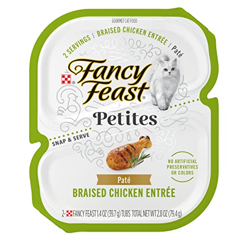 Purina Fancy Feast Petites Braised Chicken Entrée Pate Wet Cat Food Trays - 2.8 Oz - Case of 12  
