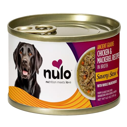 Nulo Ancient Grains Savory Stew Chicken and Mackerel in Broth Puppy and Adult Canned Dog Food - 6 Oz - Case of 8