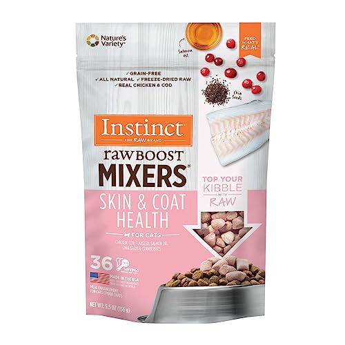 Instinct Raw Boost Mixers Skin and Coat Recipe Freeze-Dried Cat Food Toppers - .75 Oz - 8 Pack  