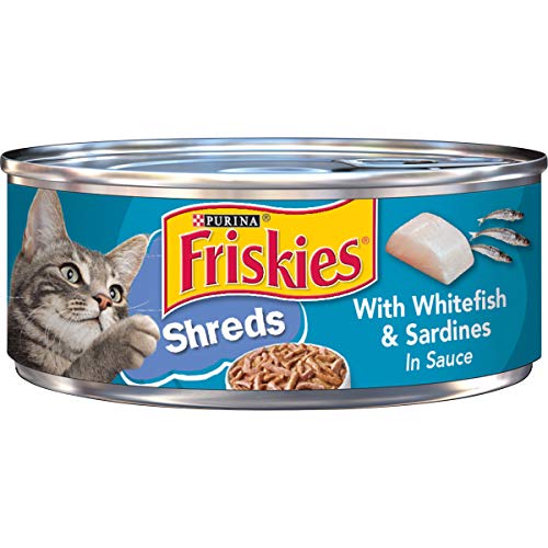 Purina Friskies Shreds with Whitefish and Sardines in Sauce Canned Cat Food - 5.5 Oz - Case of 24  