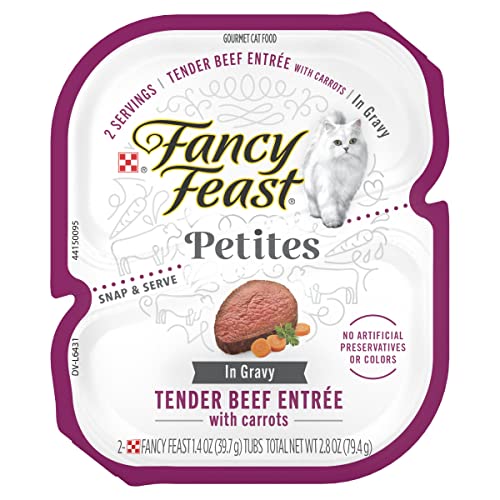 Purina Fancy Feast Petites Tender Beef in Gravy Entrée with Carrots Wet Cat Food Trays - 2.8 Oz - Case of 12  
