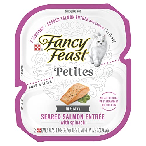 Purina Fancy Feast Petites Wild Alaskan Salmon Pate Entrée Wet Cat Food Trays - 2.8 Oz - Case of 12  