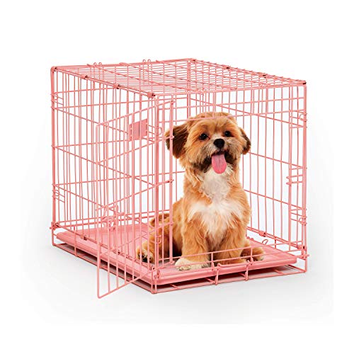 Midwest I-Crate Metal Folding Single Door Crate Carrier - Pink - 24" X 18" X 19" Inches  