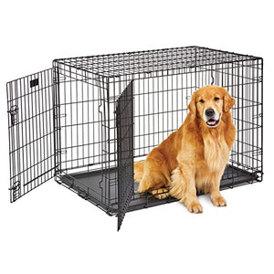 Midwest Lifestages Metal Folding Double Door Dog Crate with Divider - 42" X 28" X 31" I...