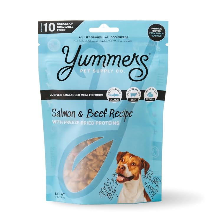 Yummers High-Protein Salmon and Beef Recipe Freeze-Dried Dog Food 3 Ounce
