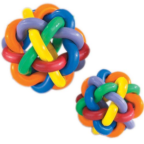 Multipet Nobbly Wobbly Multi-Colored Ball Rubber Dog Toy - Large - 4