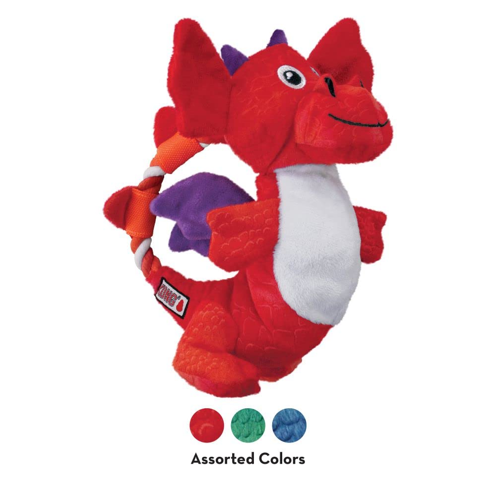 Kong Dragon Floppy Knots Squeak and Crinkle Dog Toy - Assorted - Medium/Large  