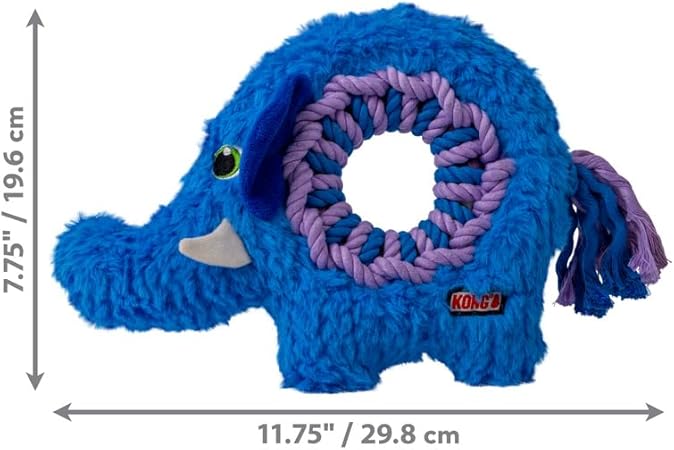 Kong Ringaroos Elephant Tough-Knotted Rope and Squeak Dog Toy - Medium