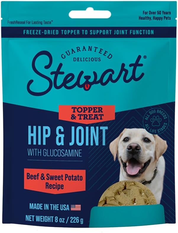 Stewart Healthy Hips Beef Sweet Potato with Glucosamine Freeze-Dried Dog Food Topper or Treats 8 Ounce