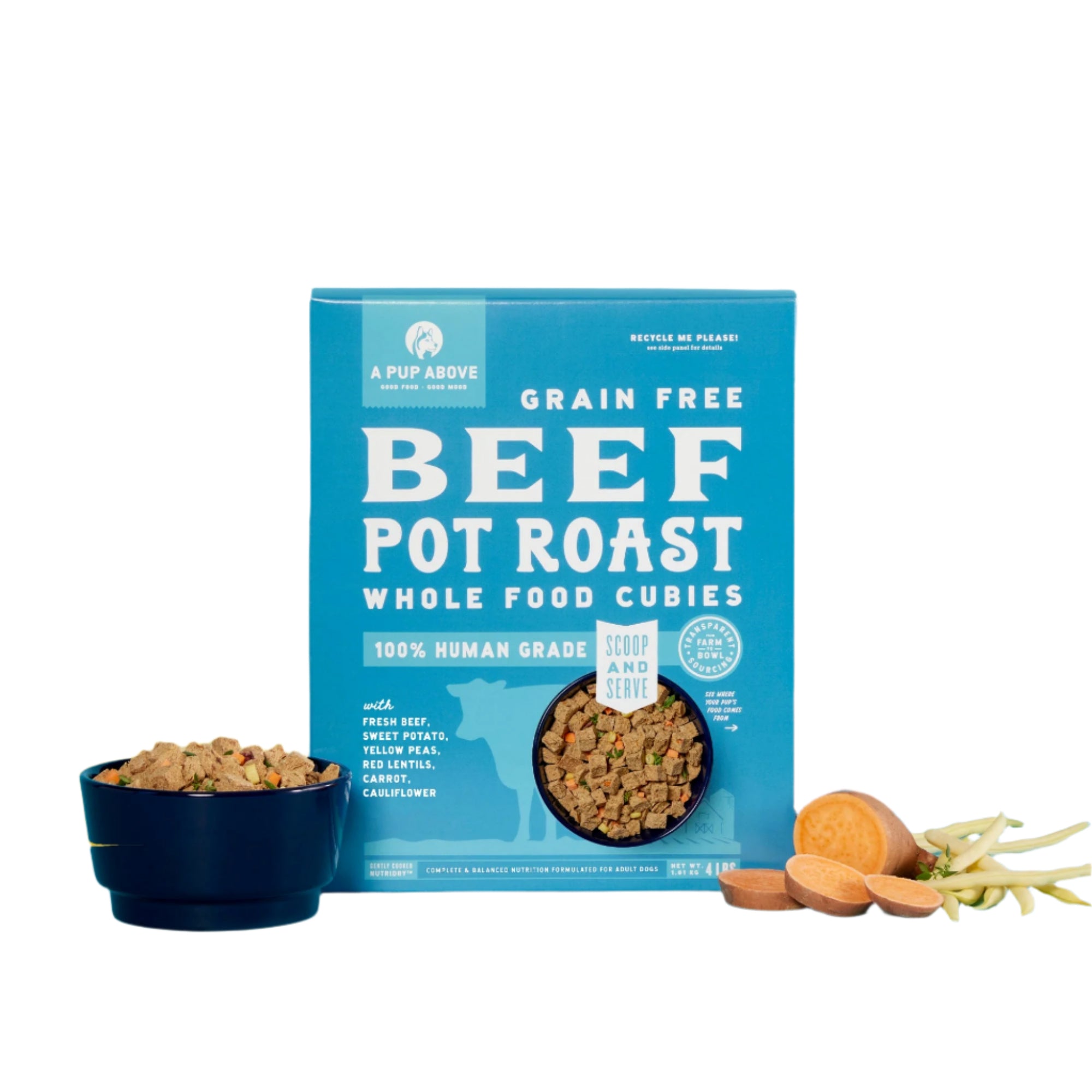 A Pup Above Cubies Grain-Free Pot Roast Beef Air-Dried Dog Food - 2 Lbs - 4 Count