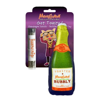 Meowijuanna Get Toasted Champaign Bottle Plush Catnip Cat Toy with Refillable Catnip