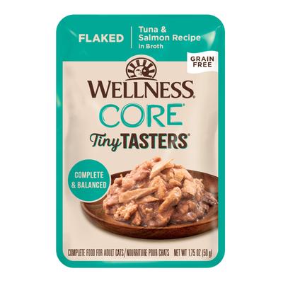 Wellness Core Tiny Tasters Grain-Free Flaked Tuna and Salmon in Broth Wet Cat Food Pouch - 1.75 Oz - Case of 12  