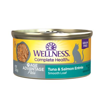 Wellness Complete Health Age Advantage Grain-Free Tuna and Salmon Pate Entrée Adult Canned Cat Food - 3 Oz - Case of 24  