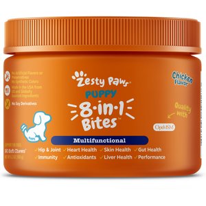 Zesty Paws 8-in-1 Multivitamin Bites Chicken Flavor Puppy Soft Chew Dog Supplements - 90 Count