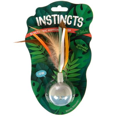 SmartyKat Instincts Rowdy Ribbon Electronic Motion Spin Ball Interactive Cat Toy - Small