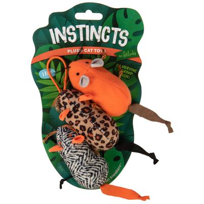 SmartyKat Instincts Safari Sneakers Happynip Mice Plush Catnip Cat Toys - Medium - 3 Pack