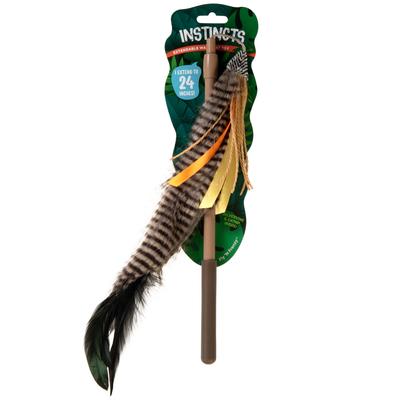 Petlinks SmartyKat Instincts HappyNip Fly N' Frenzy Catnip and Silvervine Extendable Cat Teaser Wand - 24 Inch