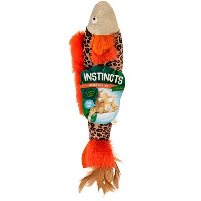 Petlinks SmartyKat Instincts HappyNip Fin Frenzy Fish Kicker Catnip and Silvervine Crinkle and Plush Cat Toy - Orange/Beige