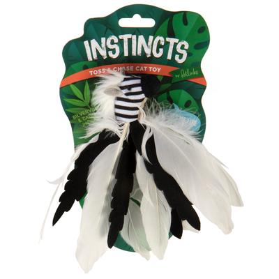 SmartyKat Instincts Zingy Zebra Toss and Chase Feather Cat Toy with Catnip and Silvervine - Small