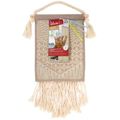 Petlinks Pretty Paw Door Knob Hanging Jute Cat Scratcher Cat Toy with Ribbons and Fringe - L:22.5 X W:10.5 Inch