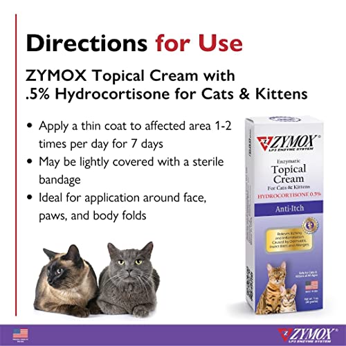 Zymox Enzymatic Anti-Itch Topical Cream with .5% Hydrocortison for Cat and Kitten - 1 Oz